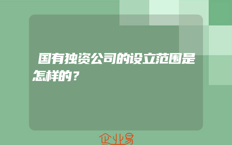 国有独资公司的设立范围是怎样的？