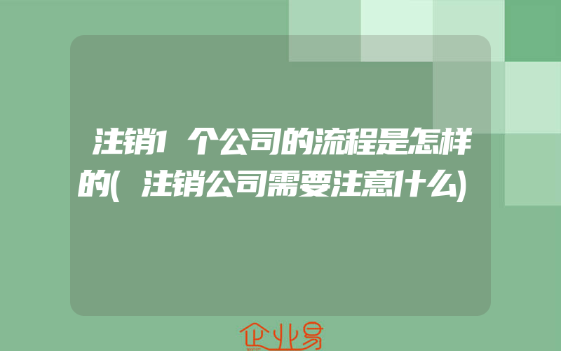 注销1个公司的流程是怎样的(注销公司需要注意什么)