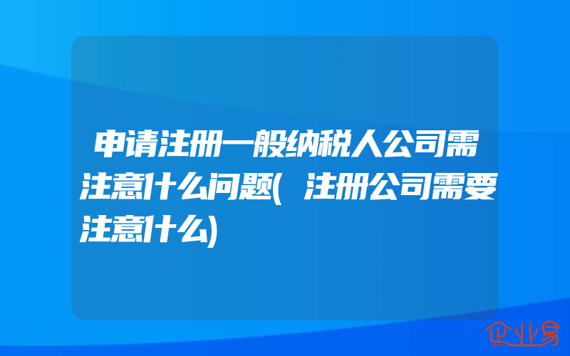 申请注册一般纳税人公司需注意什么问题(注册公司需要注意什么)