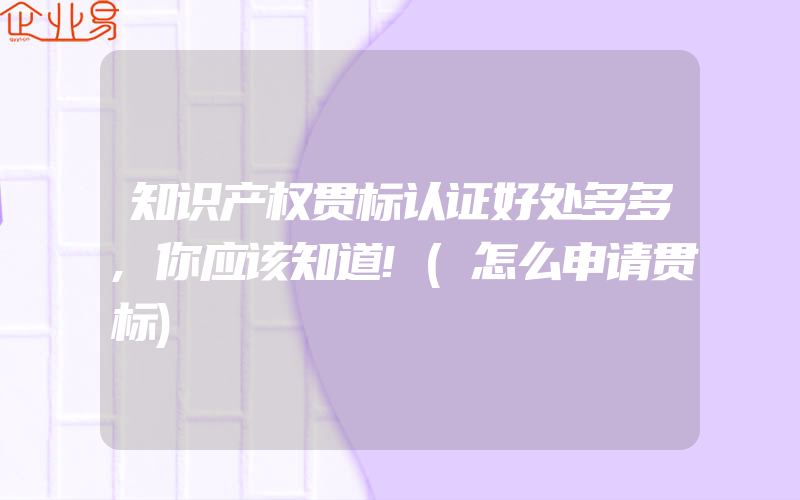 知识产权贯标认证好处多多,你应该知道!(怎么申请贯标)