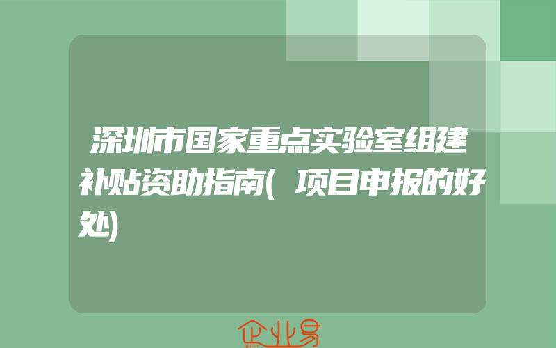 深圳市国家重点实验室组建补贴资助指南(项目申报的好处)