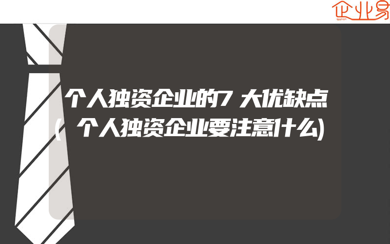 个人独资企业的7大优缺点(个人独资企业要注意什么)