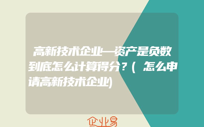 高新技术企业—资产是负数到底怎么计算得分？(怎么申请高新技术企业)