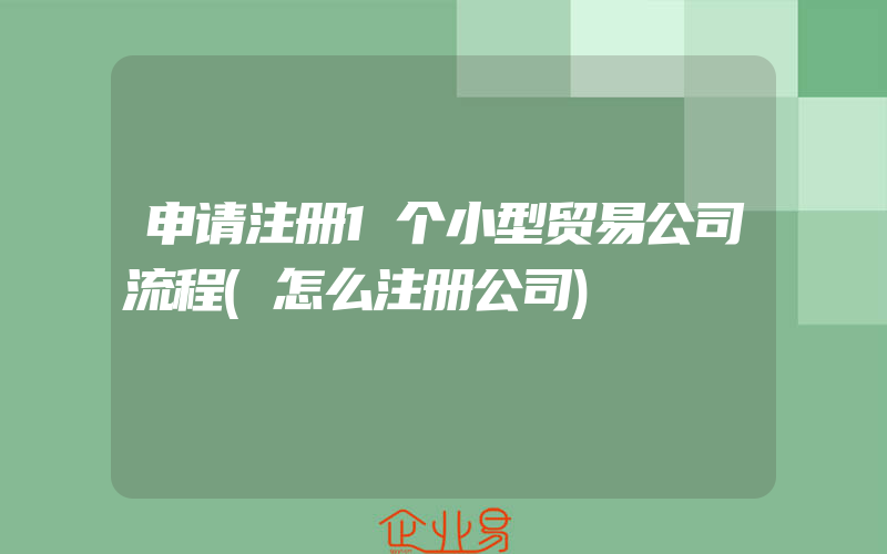 申请注册1个小型贸易公司流程(怎么注册公司)