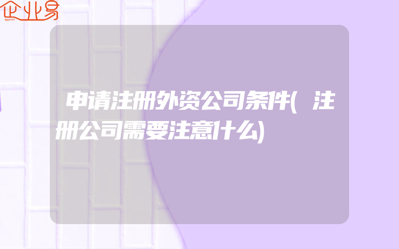 申请注册外资公司条件(注册公司需要注意什么)