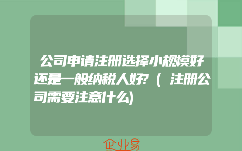 公司申请注册选择小规模好还是一般纳税人好?(注册公司需要注意什么)