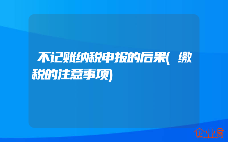 不记账纳税申报的后果(缴税的注意事项)