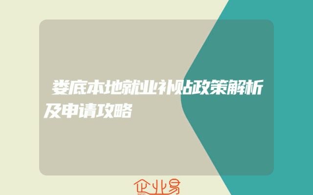 娄底本地就业补贴政策解析及申请攻略