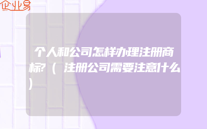 个人和公司怎样办理注册商标?(注册公司需要注意什么)