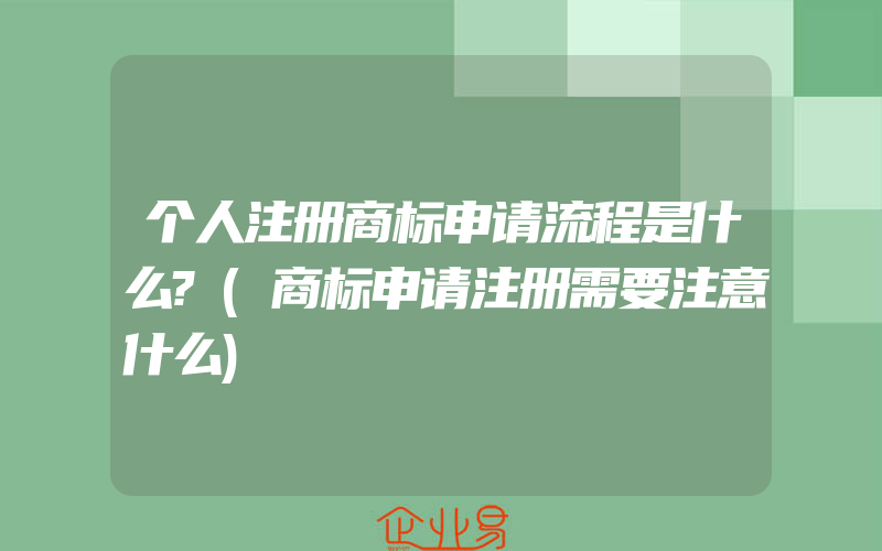 个人注册商标申请流程是什么?(商标申请注册需要注意什么)