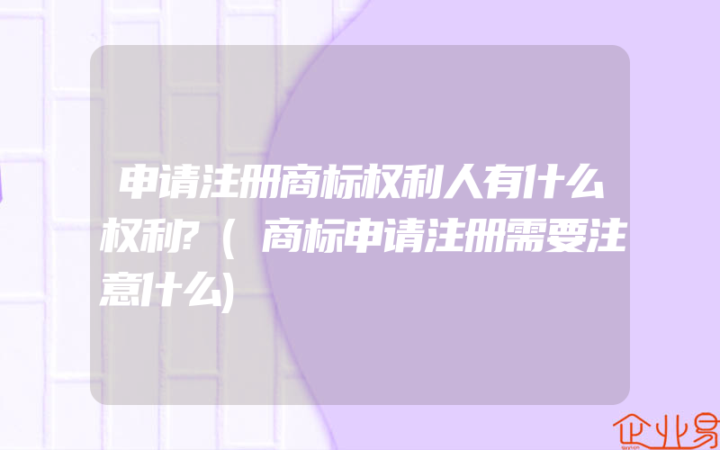 申请注册商标权利人有什么权利?(商标申请注册需要注意什么)