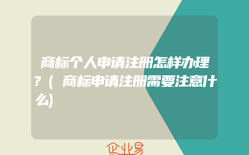 商标个人申请注册怎样办理?(商标申请注册需要注意什么)