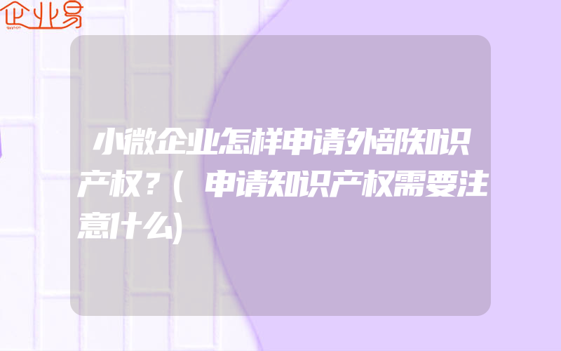 小微企业怎样申请外部知识产权？(申请知识产权需要注意什么)