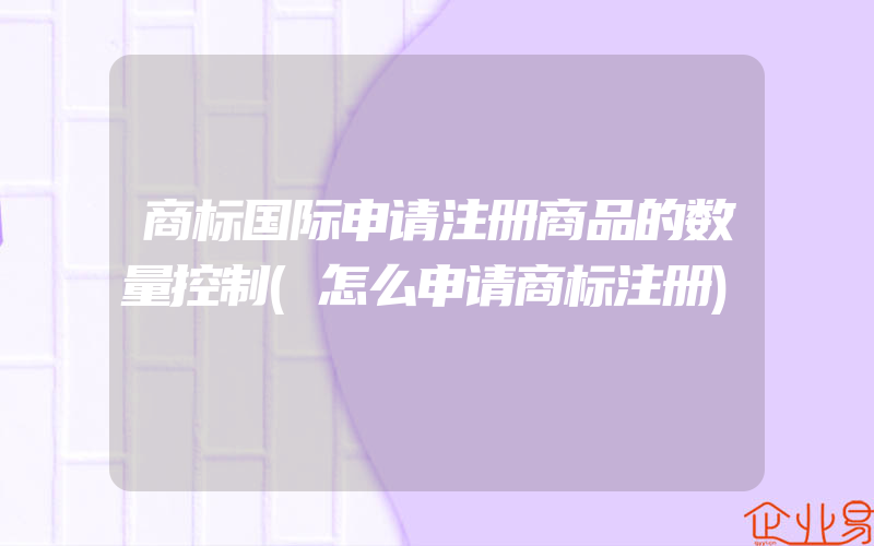 商标国际申请注册商品的数量控制(怎么申请商标注册)