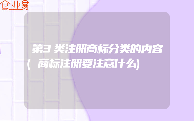 第3类注册商标分类的内容(商标注册要注意什么)