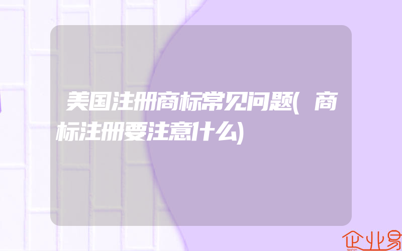 美国注册商标常见问题(商标注册要注意什么)