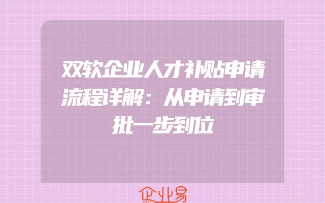 双软企业人才补贴申请流程详解：从申请到审批一步到位