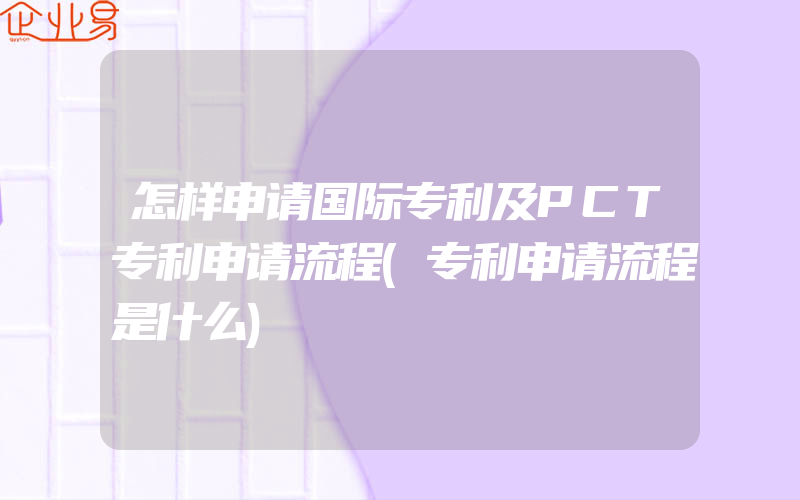 怎样申请国际专利及PCT专利申请流程(专利申请流程是什么)