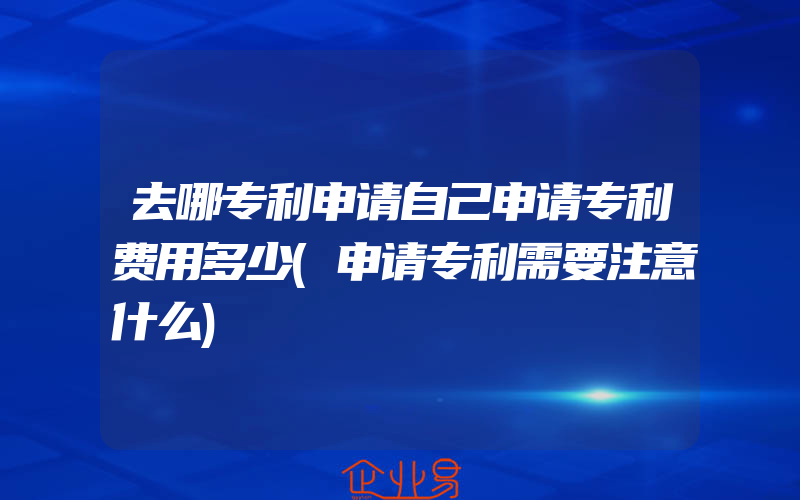 去哪专利申请自己申请专利费用多少(申请专利需要注意什么)