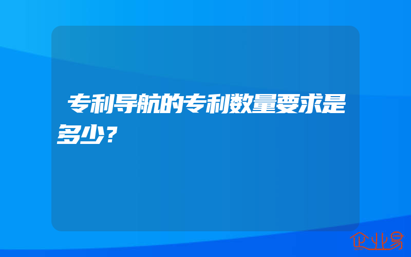 专利导航的专利数量要求是多少？