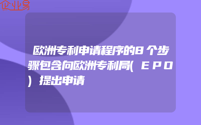 欧洲专利申请程序的8个步骤包含向欧洲专利局(EPO)提出申请