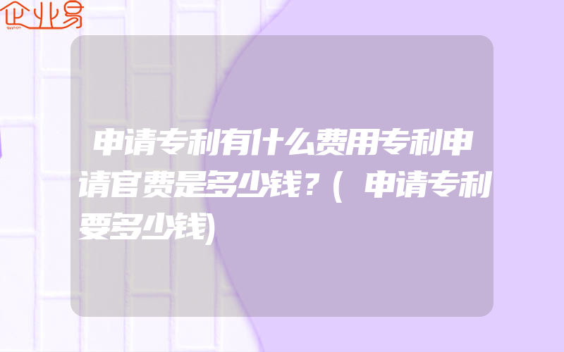 申请专利有什么费用专利申请官费是多少钱？(申请专利要多少钱)