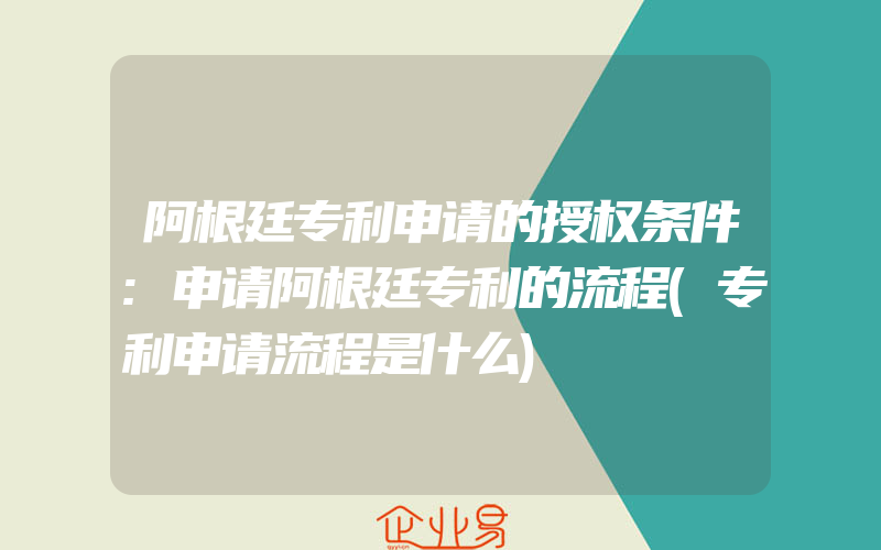 阿根廷专利申请的授权条件:申请阿根廷专利的流程(专利申请流程是什么)