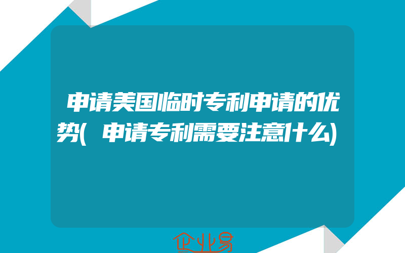 申请美国临时专利申请的优势(申请专利需要注意什么)