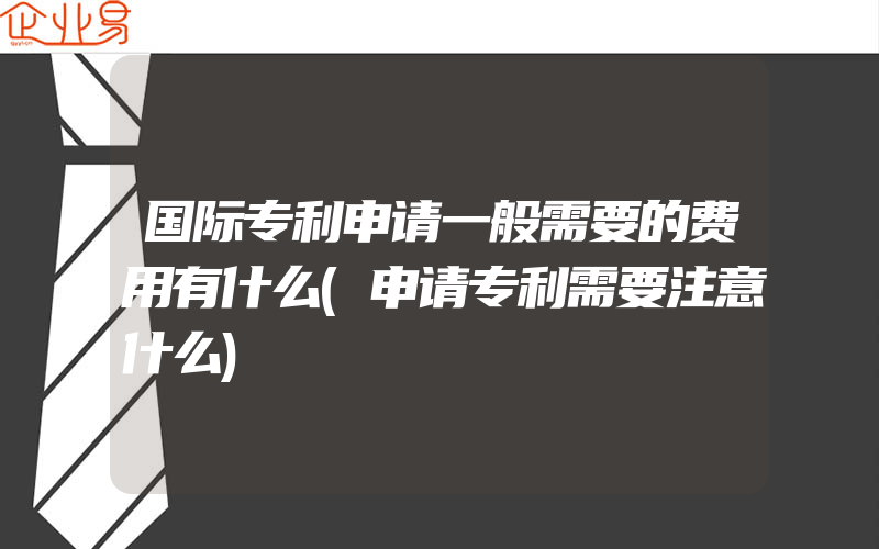 国际专利申请一般需要的费用有什么(申请专利需要注意什么)