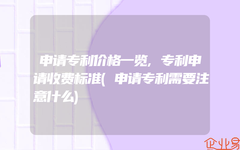 申请专利价格一览,专利申请收费标准(申请专利需要注意什么)