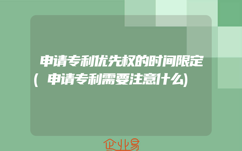 申请专利优先权的时间限定(申请专利需要注意什么)