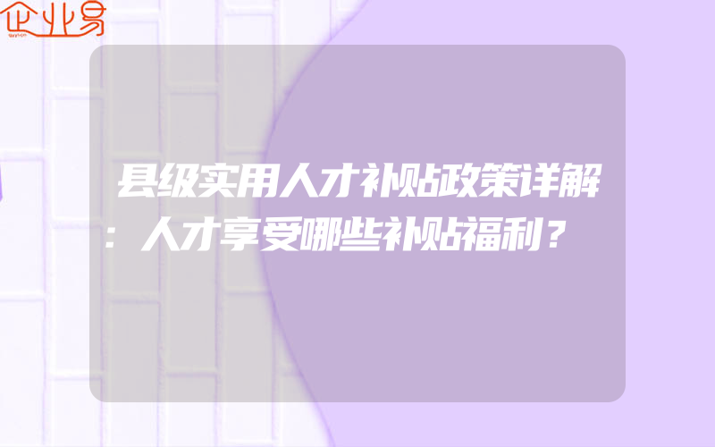 县级实用人才补贴政策详解：人才享受哪些补贴福利？