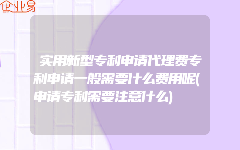 实用新型专利申请代理费专利申请一般需要什么费用呢(申请专利需要注意什么)