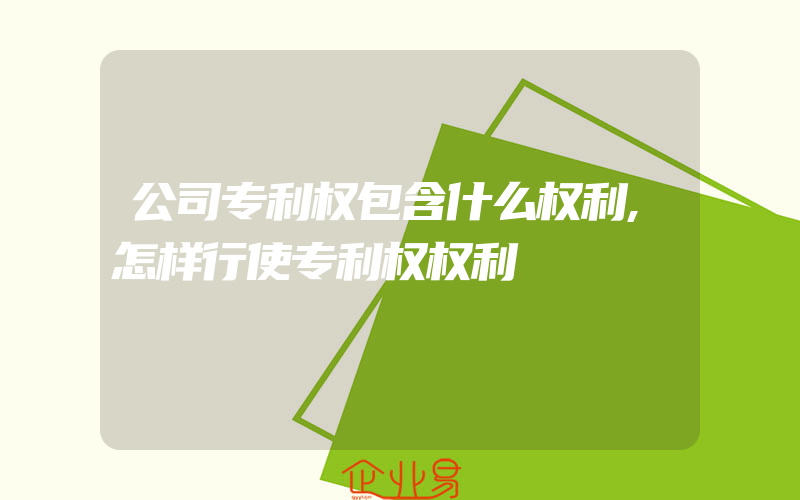 公司专利权包含什么权利,怎样行使专利权权利