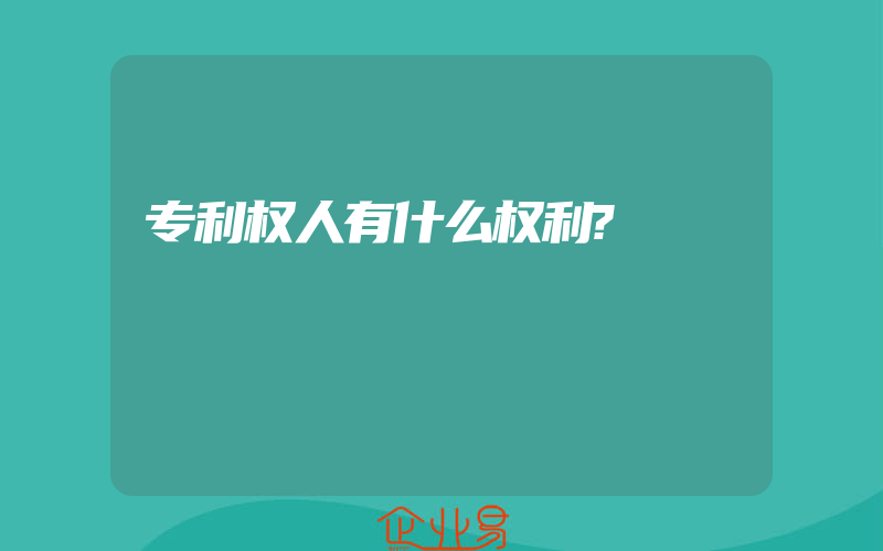 专利权人有什么权利?