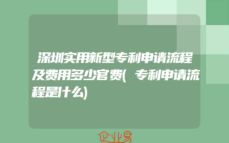 深圳实用新型专利申请流程及费用多少官费(专利申请流程是什么)