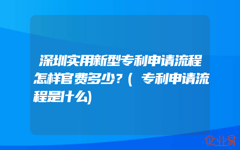 深圳实用新型专利申请流程怎样官费多少？(专利申请流程是什么)