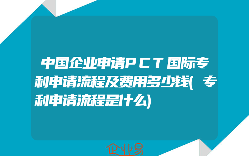 中国企业申请PCT国际专利申请流程及费用多少钱(专利申请流程是什么)