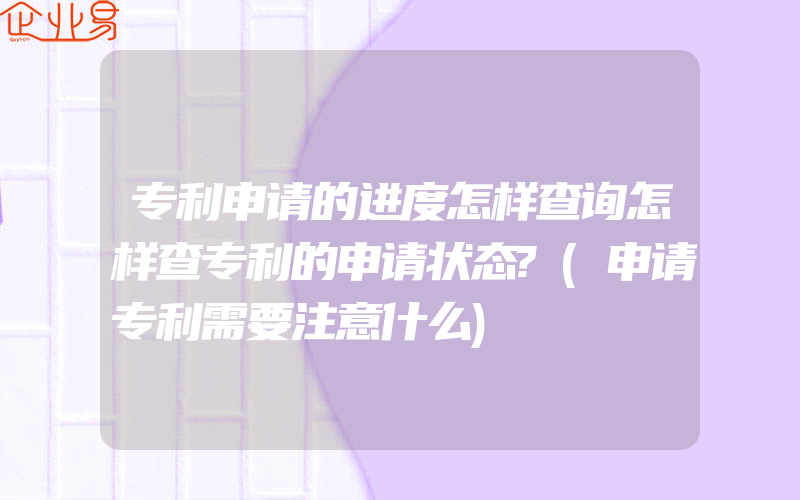 专利申请的进度怎样查询怎样查专利的申请状态?(申请专利需要注意什么)