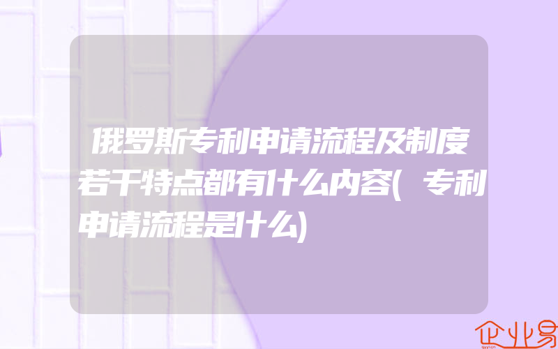 俄罗斯专利申请流程及制度若干特点都有什么内容(专利申请流程是什么)