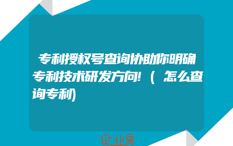 专利授权号查询协助你明确专利技术研发方向!(怎么查询专利)