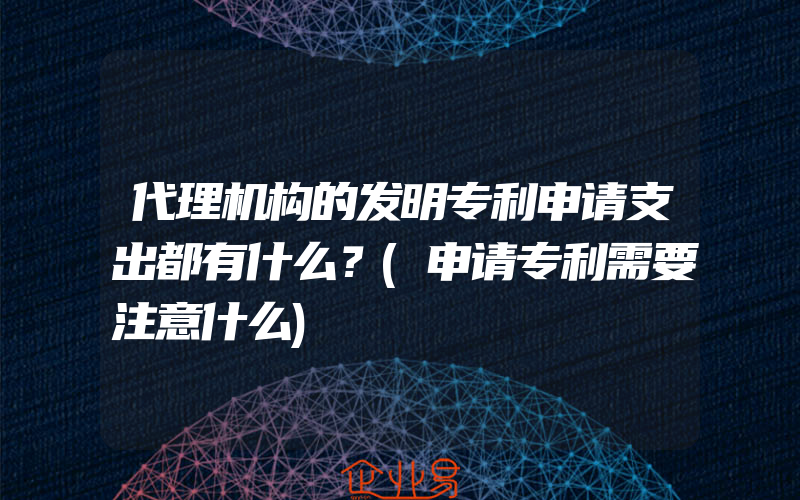 代理机构的发明专利申请支出都有什么？(申请专利需要注意什么)