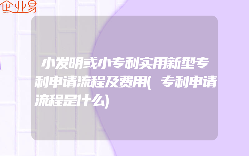 小发明或小专利实用新型专利申请流程及费用(专利申请流程是什么)