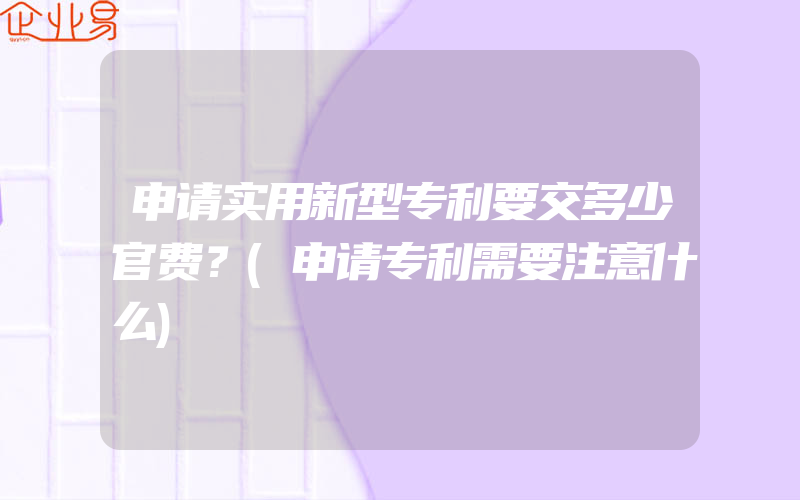 申请实用新型专利要交多少官费？(申请专利需要注意什么)