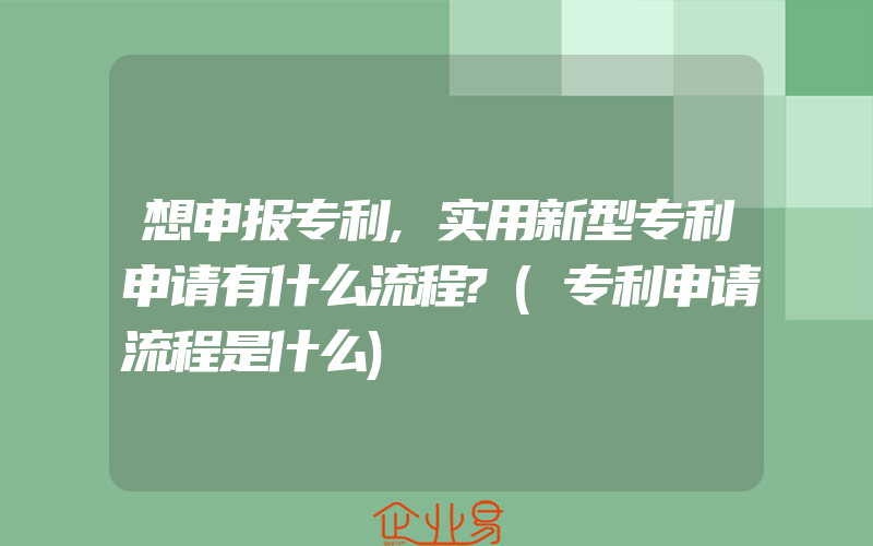 想申报专利,实用新型专利申请有什么流程?(专利申请流程是什么)