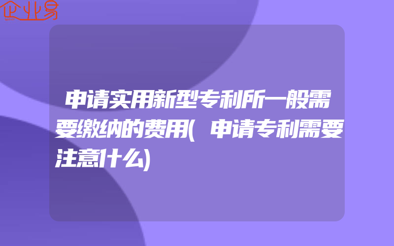 申请实用新型专利所一般需要缴纳的费用(申请专利需要注意什么)