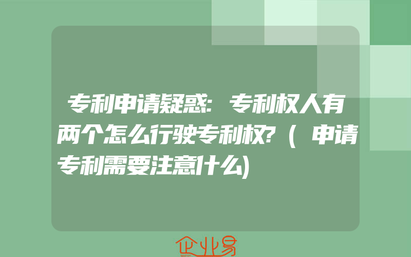 专利申请疑惑:专利权人有两个怎么行驶专利权?(申请专利需要注意什么)