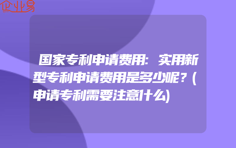 国家专利申请费用:实用新型专利申请费用是多少呢？(申请专利需要注意什么)