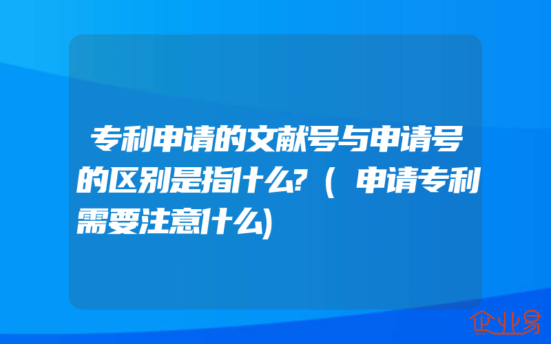 专利申请的文献号与申请号的区别是指什么?(申请专利需要注意什么)