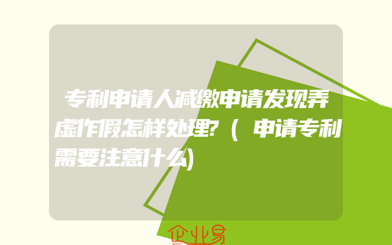 专利申请人减缴申请发现弄虚作假怎样处理?(申请专利需要注意什么)